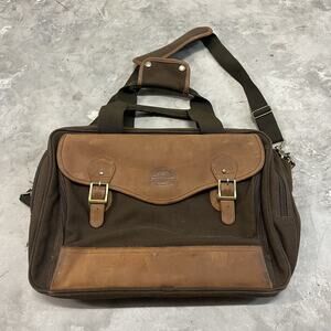 Vintage CABELA'S Brown Canvas & Leather Laptop Messenger Weekend Luggage Bag